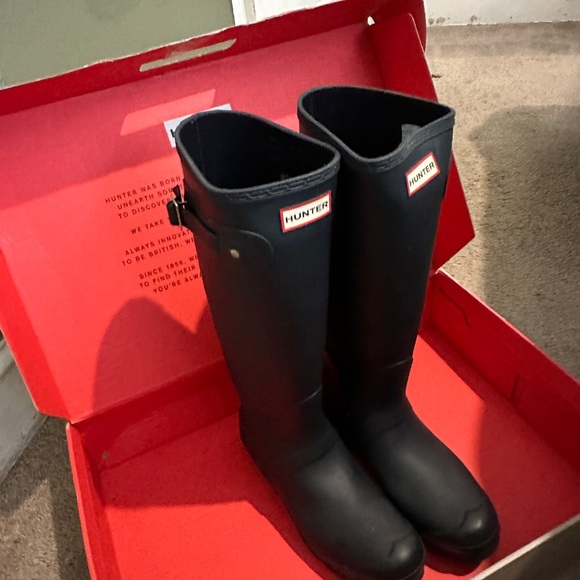 Original Hunter Tall Adjustable Navy Rain Boots Sz 9 - Picture 5 of 6